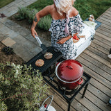 Gas One Propane Double Burner Two Burner Camp Stove Outdoor High Pressure Propane 2 Burner Adjustable PSI Regulator and 4ft Steel Braided Hose With Removable Legs Gas One