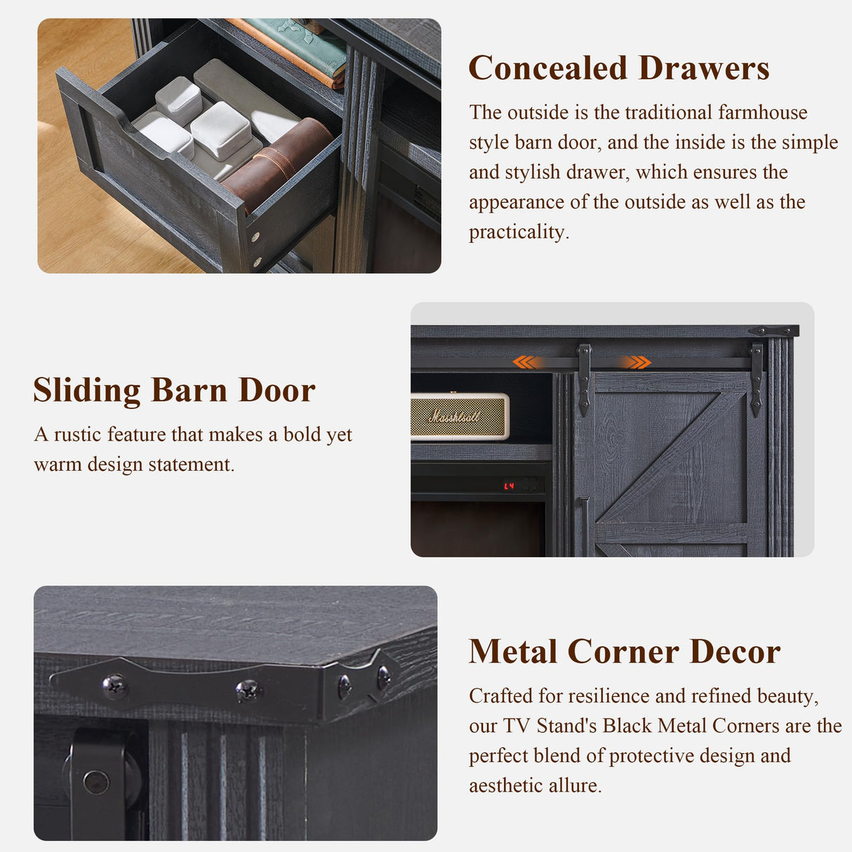 JXQTLINGMU Farmhouse TV Stand for 75+ Inch TV, 32" Tall Entertainment Center w/4 Drawers & Sliding Barn Door, Rustic Media Console w/Storage Shelves, 66" Wood Television Stand for Living Room, Black JXQTLINGMU