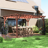 Outsunny 11' x 12.5' Outdoor Wood Pergola with Grape Trellis with Stable Structure for Climbing Plant Support for Patio, Deck, Backyard, Lawn, Brown Outsunny