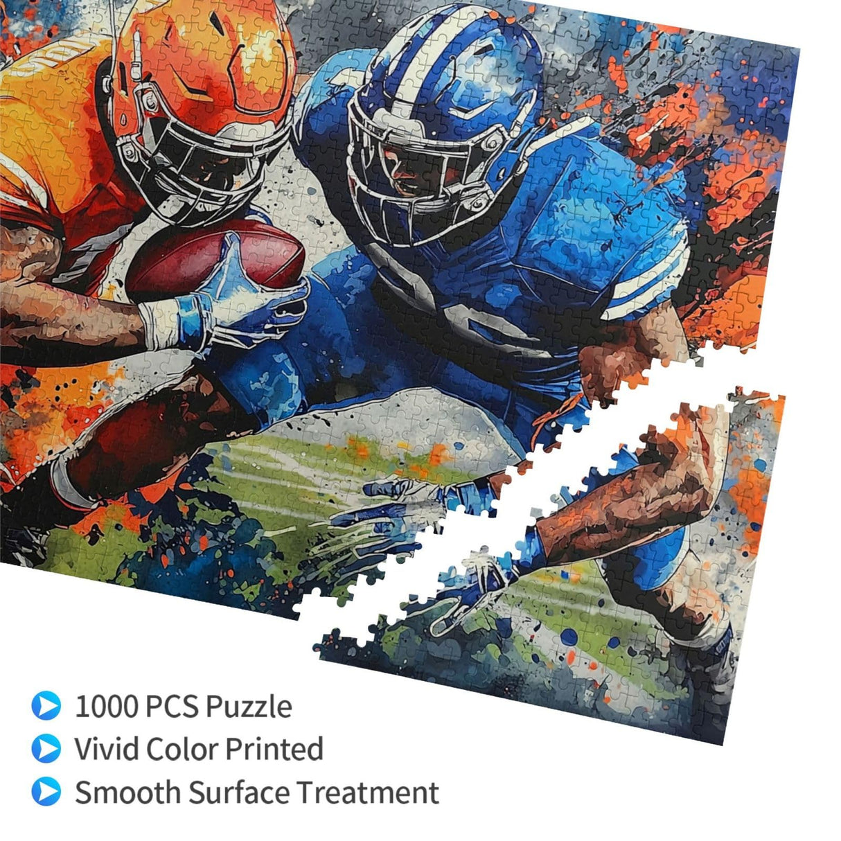 American Football Jigsaw Puzzle for Adults 1000 Pieces Colorful Sports Puzzles Football Player Wooden Puzzle for Living Room Family Friends Activities Fun Games Musealia