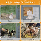 GarveeLife Large 2-Tier Outdoor Cat House, Small Animal Enclosure with 2 Lockable Doors, Catio with Waterproof Cover and Sunshine Panel Roof, Portable Kitty House with Resting Boxes & Fixable Wheels GarveeLife