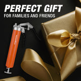 ValueMax Grease Gun, 6000PSI Heavy Duty Grease Gun Kit with 18inch Flexible Hose, 2 Extension Rigid Pipe, 2 Reinforced Couplers and 1 Special Sharp Nozzle, 14oz Load Capacity ValueMax