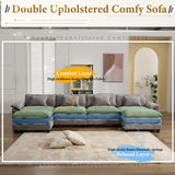 URRED Modular Sectional Sofa Comfy Cloud Couch, Modern Chenille Sofa Sleeper Deep Seat Couches with Ottoman/Pillows for Living Room (Gray, 154'' - U Shape) URRED