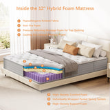 Full Size Mattress 12 inch, Medium Firm Hybrid Mattresses with Cooling Gel Memory Foam, Full Mattress in a Box, Independent Spring for Motion Isolation, Pressure Relief & Upgraded Support, CertiPUR-US Pamag pieeoo