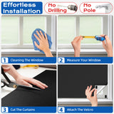 Blackout Curtains for Bedroom, 39" x 58" Portable Black Out Blinds with 20 Sets Hook & Loop Strips for 100% Blackout Window Film, Temporary Black-out Shades for Windows Cover Nursery Travel RV- Blacks Tlany