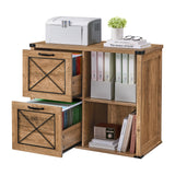 VASAGLE Lateral File Cabinet, Filing Cabinet with 2 Drawers, Printer Stand, 2 Open Compartments, Fit A4, Letter Size, Hanging File Folders, for Home Office, Farmhouse Style, Honey Brown UOFC049T41 VASAGLE