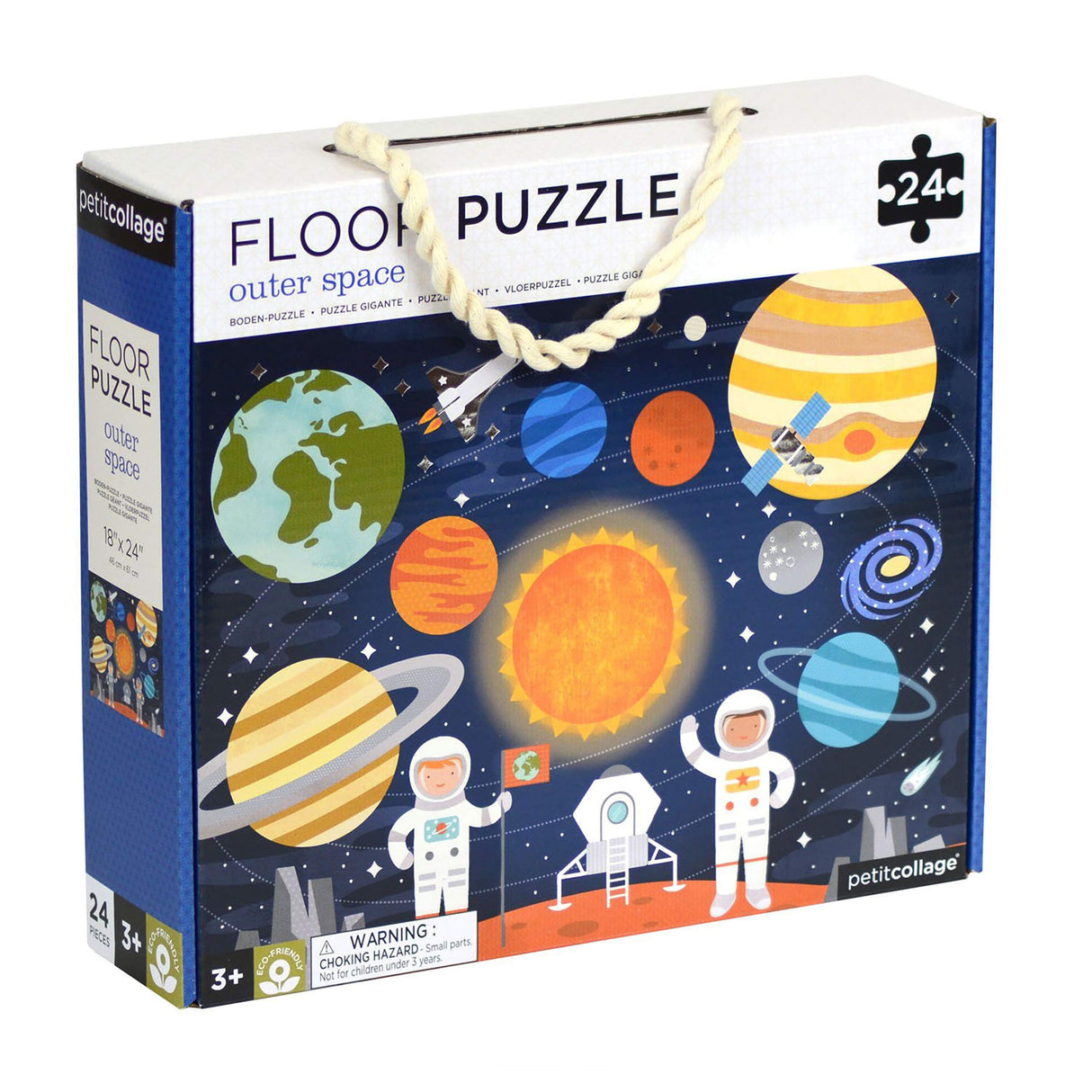 Petit Collage Floor Puzzle Outer Space 24 Pieces | Large Puzzle for Kids | Completed Outer Space Puzzle Measures 18” x 24” | Makes a Great Gift Idea for Ages 3+ Petit Collage