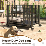Polar Aurora Heavy Duty Dog Crate, Foldable Indestructible Dog Kennel, Escape Proof Extra Large Dog Cage with Lockable Wheels, High Anxiety Pet Playpen with Double Door for Indoor/Outdoor Use. (43in) Polar Aurora