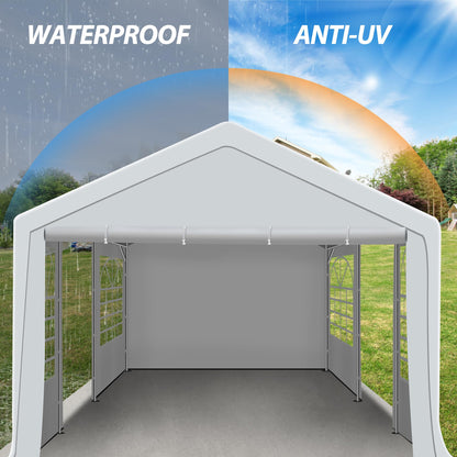 Raysfung 13 x 20Ft Heavy Duty Carport, Portable Garage Shelter Outdoor Wedding Tent with Removable Sidewalls Event Shelters Canopy for Party