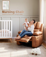 Manual Recliner Chair, Oversized PU Leather Reclining Sofa Chair, Modern Comfy Armchair for Bedroom or Living Room, Leather Recliner Chair for Adults, Stylish Sofa & Relaxing Recliners (Brown) GarveeLife