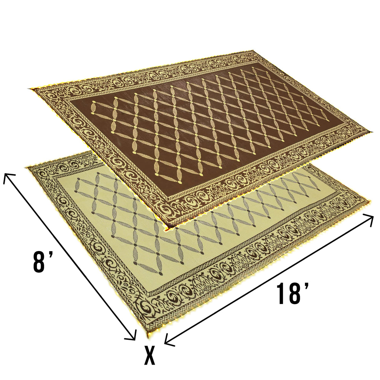 Stylish Camping L118187WL 8-feet by 18-feet LED Illuminated Patio Mat - Outdoor Patio Brown/Beige RV Camping Mat Stylish Camping