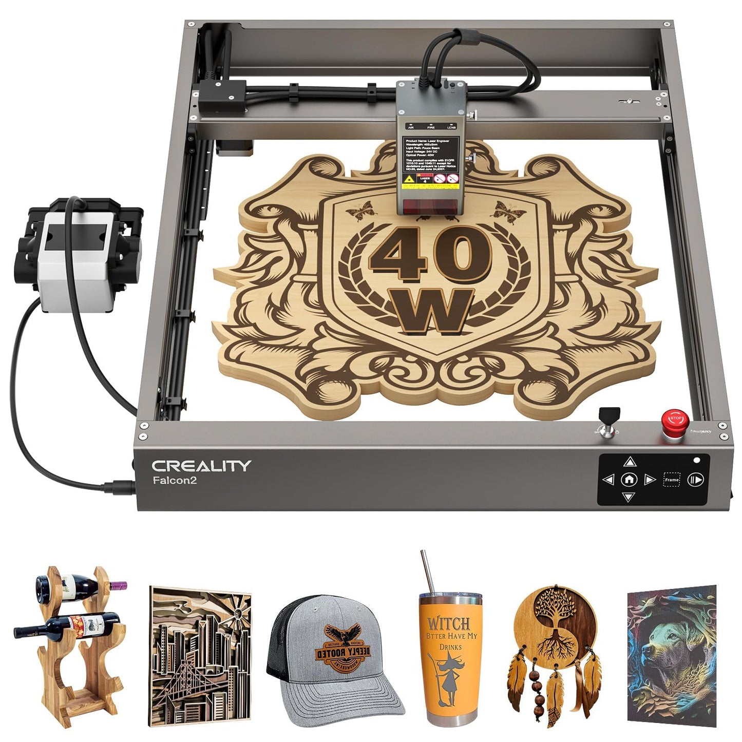 Creality Laser Engraver 40W Output, 240000mW High Power Output Falcon2 Laser Engraving Machine, DIY Laser Cutter and Engraver Machine for Metal and Wood, Paper, Acrylic, Glass, Leather - WoodArtSupply