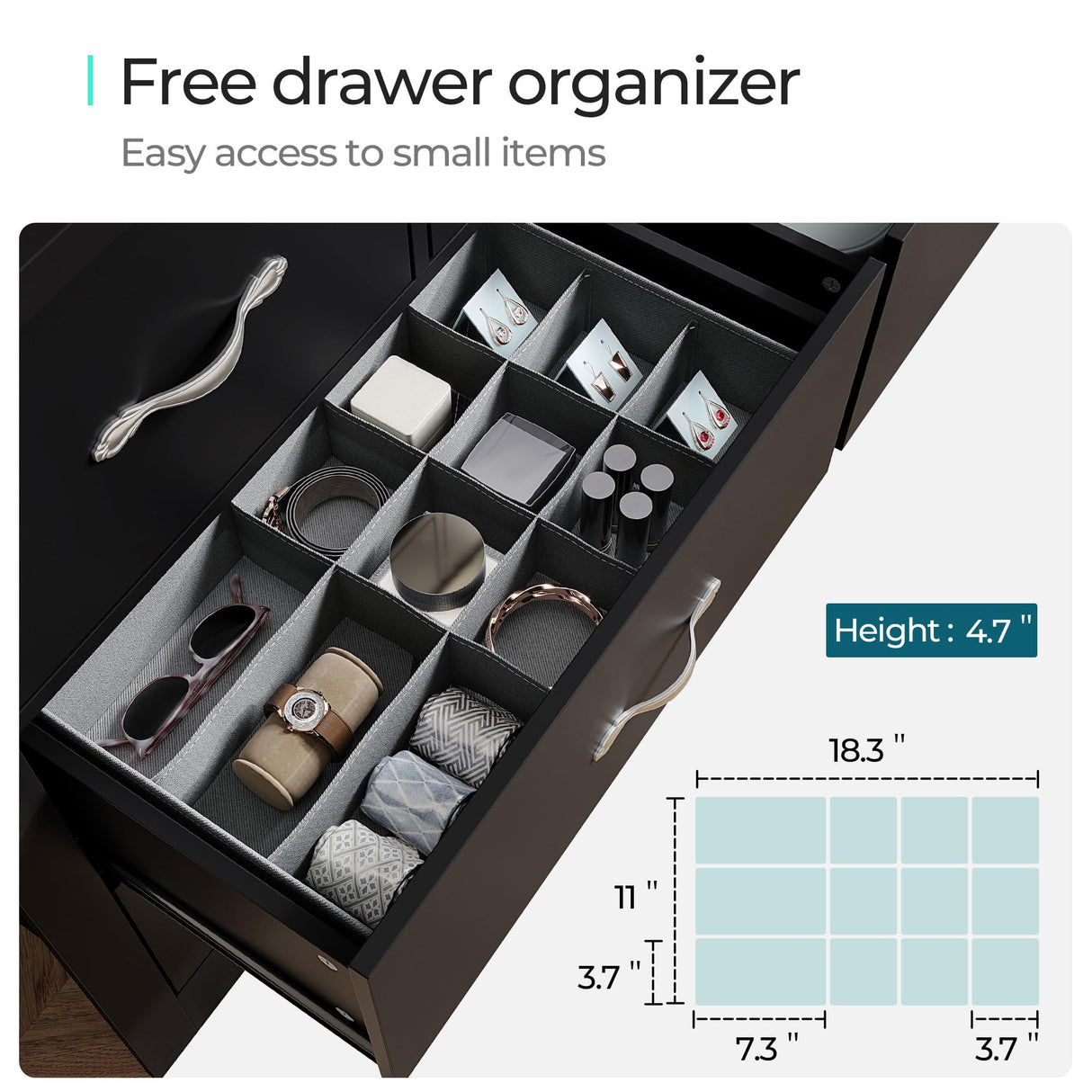 LINSY HOME 7 Drawers Dresser for Bedroom, Wood Bedroom Dresser Modern Drawer Chest, 7 Chest of Drawer, Tall Dresser for Closet, Dressers Organizer for Living Room, Closet, Hallway LINSY HOME