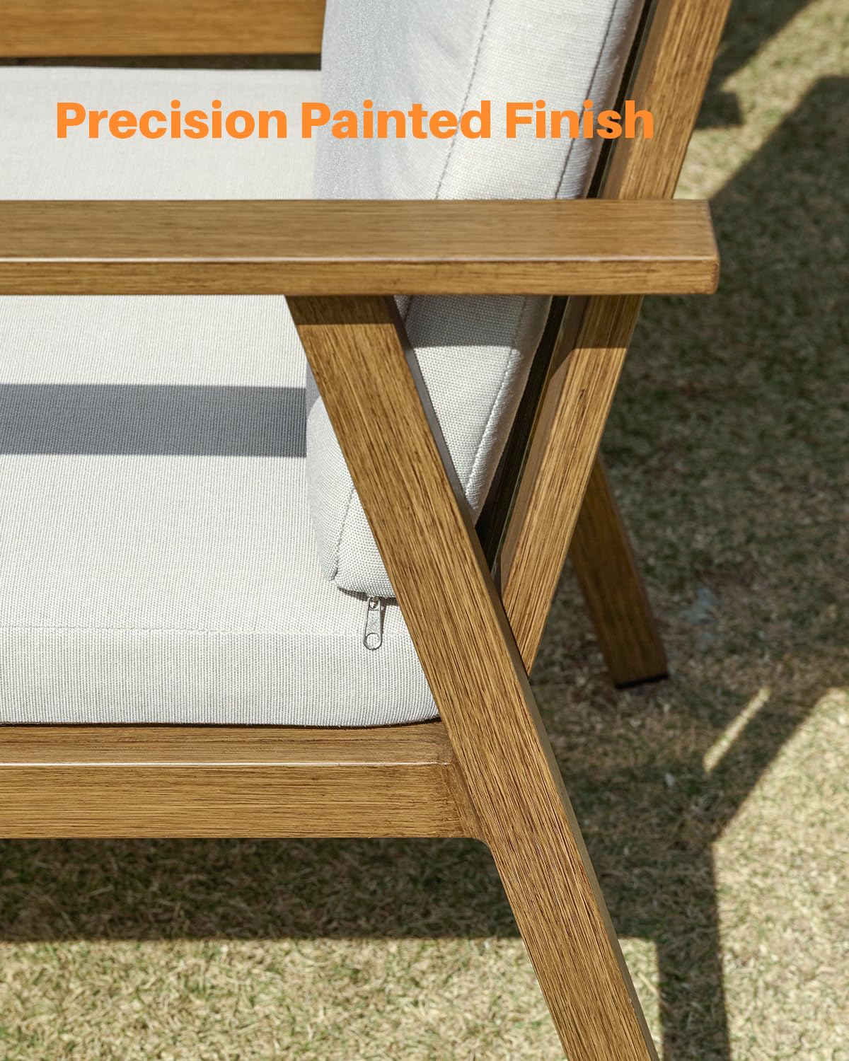 SEEHILL 9 Pieces Patio Dining Set for 8, Outdoor Aluminum Dining Furniture Set with Umbrella Hole, Modern All-Weather Outdoor Patio Table Sets with 8 Chairs and Table for Deck Garden Poolside, Teak SEEHILL