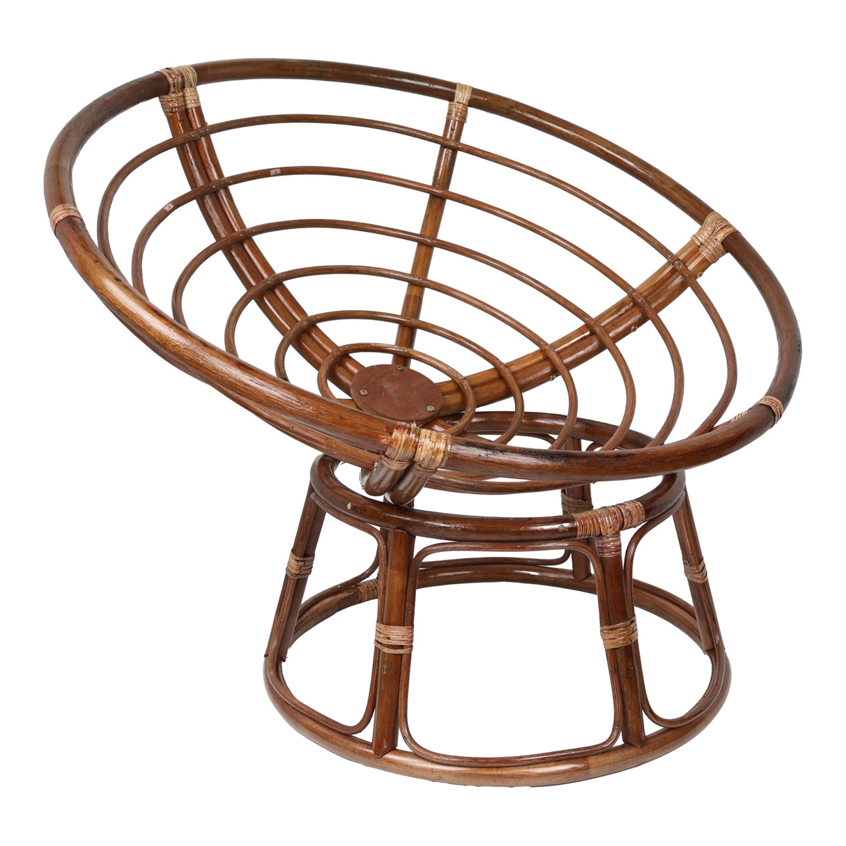 International Caravan Furniture Piece 42-Inch Rattan Papasan Chair with Solid Twill Cushion International Caravan