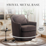 COLAMY Swivel Accent Chair Armchair, Upholstered Round Barrel Chair, 360° Swivel Chair, Morden Arm Chair for Living Room/Nursery/Bedroom-Coffee COLAMY