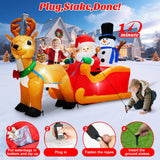 MICOCAH 6.6FT Long Christmas Inflatables Santa Claus on Sleigh with Snowman & Reindeer Outdoor Decorations, Giant Xmas Blow Up Yard Decor Build in LEDs & Tethers Stakes for Holiday Indoor Patio Lawn MICOCAH