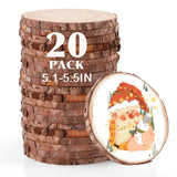 20 Pcs Unfinished Natural Wood Slices for Centerpieces.5.1-5.5 Inch Wood Rounds for Crafts. Wood Circles with Tree Bark for Christmas Ornaments,DIY Crafts,Centerpiece Table Decorations. VKIZA