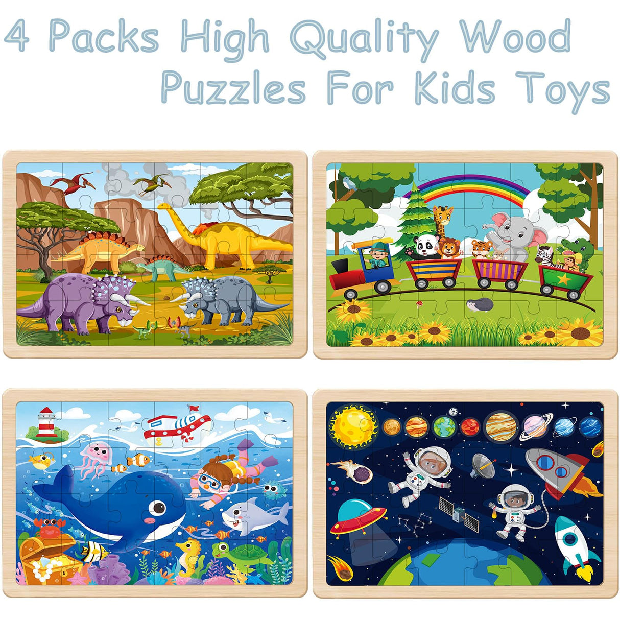 Puzzles for Kids Ages 4-6, 24 Piece Wooden Jigsaw Puzzles for Toddlers Ages 3-5, Preschool Educational Puzzles Boards for Boys and Girls Gifts 3 4 5 6 Years Old Toys Eirenke