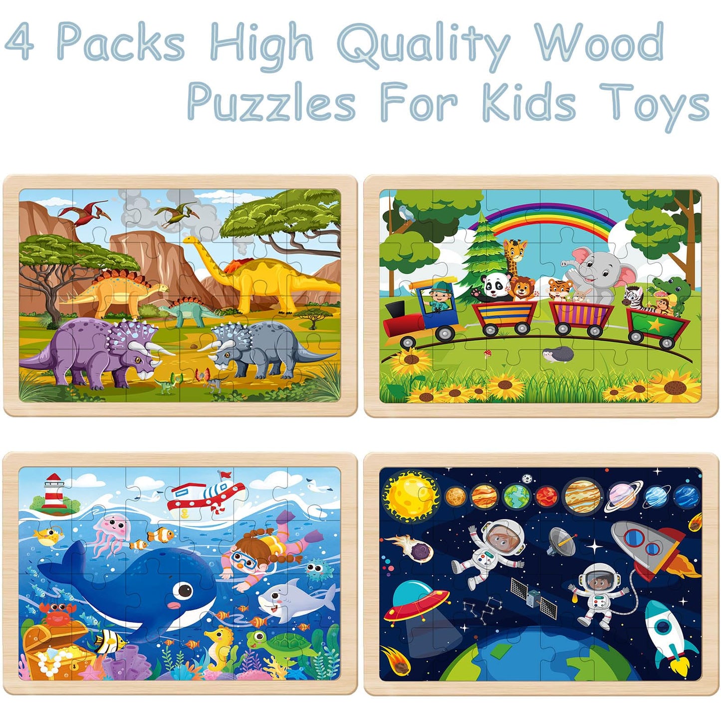 Puzzles for Kids Ages 4-6, 24 Piece Wooden Jigsaw Puzzles for Toddlers Ages 3-5, Preschool Educational Puzzles Boards for Boys and Girls Gifts 3 4 5 6 Years Old Toys