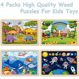Puzzles for Kids Ages 4-6, 24 Piece Wooden Jigsaw Puzzles for Toddlers Ages 3-5, Preschool Educational Puzzles Boards for Boys and Girls Gifts 3 4 5 6 Years Old Toys Eirenke