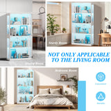 UTOASIS 65" Tall Glass Display Cabinet with Doors, 4-Tier Curio Cabinet for Collectibles with 12 LED Lights, Glass Display Case with 3 Shelves for Toys & Books, Home, Office and Playroom (White) UTOASIS