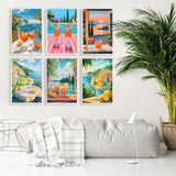 Tiwabb 6 Pack Cocktail Paint by Numbers Kit for Adults Beginner,Scenery Easy Adult Paint by Number Kits on Canvas DIY Painting for Beginners Art by Numbers for Gifts Home Wall Decor 9.5x11.81 Inch Tiwabb