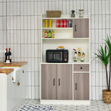 LOKO Kitchen Pantry Storage Cabinet, Kitchen Buffet with Hutch with Adjustable Shelves and Cable Management Hole, Tall Kitchen Hutch with Anti-tip Devices, 39.5 x 15.5 x 71 inches (White) LOKO