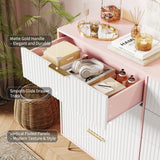 GarveeHome Fluted Dresser for Bedroom with 8 Drawers,55" Wide Modern Chest of Wooden Bedroom Chest with Metal Handle,Clothes Storage Organizer,Dresser & TV Stand for Living Room,PIink GarveeHome