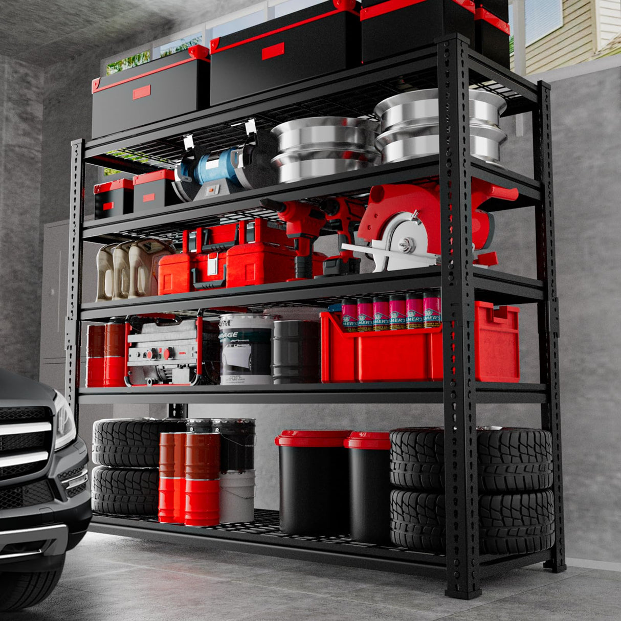 MODCART Storage Shelves 2PCS, Garage Shelving Heavy Duty 2800 LBS Capacity, 48" L x 18" W x 72" H Adjustable Metal Shelving Organizer Wire Rack, 5 Tier Utility Shelf Unit for Pantry Closet Warehouse MODCART