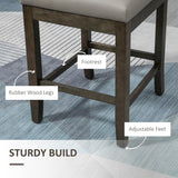 HOMCOM Set of 2 Grey PU Leather Counter Height Bar Stools with Back and Wood Legs HOMCOM