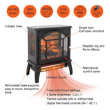 Electric Fireplace Infrared Heater with Remote Control 3D Electric Heater Fireplace 18" Electric Fireplace Stove Adjustable Brightness and Heating, 1500W Electric Fireplace Freestanding, Black GOAWGO