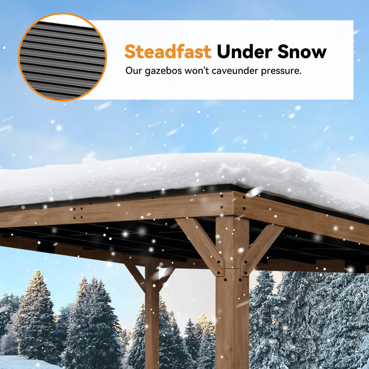Modern Shade Supreme Cedar Wood Gazebo 12' x 16' with Hardtop Slope Roof, Wooden Grill Gazebo with Durable and Rot-Resistant, Supports Snow Loads and High Wind Speeds, Ideal for Backyard, Deck, Garden Modern Shade Outdoor Living Spaces