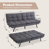 Hcore Convertible Futon Bed,Gray Memory Foam Loveseat Small Euro Lounger Sofa for Compact Living Spaces,Apartment,Dorm,Studio,Guest Room,Home Office/Cushion, Fabric, French Grey Hcore