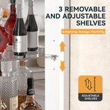 Oransail 68.9“ Tall Corner Bar Cabinet, Wine Bar with LED Light and Mirror, Farmhouse Liquor Cabinet with Adjustable Shelf & Glass Rack, for Dining Room, Living Room Oransail