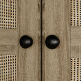 Hitow Ratten Wardrobe Cabinet Armoire Closet, 8 Door Rattan Closet Wardrobe Cabinet with 5 Drawers & Hanging Rod, Storage Wardrobe Armoire Dresser for Bedroom Organizer (18.8" D x 59" W x 70.8" H) Hitow