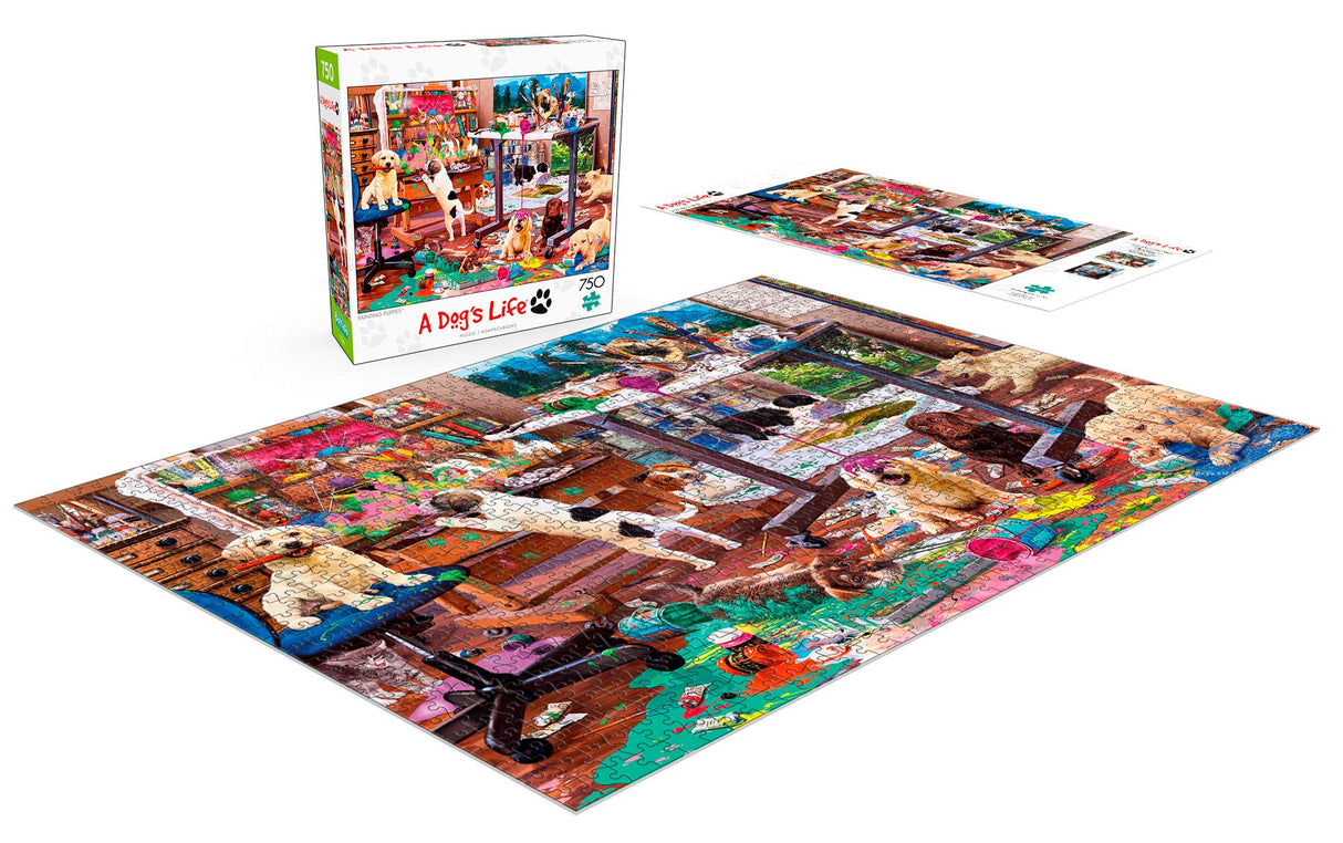 Buffalo Games - Steve Read - Painting Puppies - 750 Piece Jigsaw Puzzle for Adults -Challenging Puzzle Perfect for Game Nights - Finished Size is 24.00 x 18.00 Buffalo Games