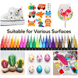 72 Colors Acrylic Paint Markers, Dual Tip with Fine Tip and Brush Tip Pens for Stone, Wood, Calligraphy, Canvas, Ceramic, Metal, Glass, Rock Painting, DIY Crafts Pagather