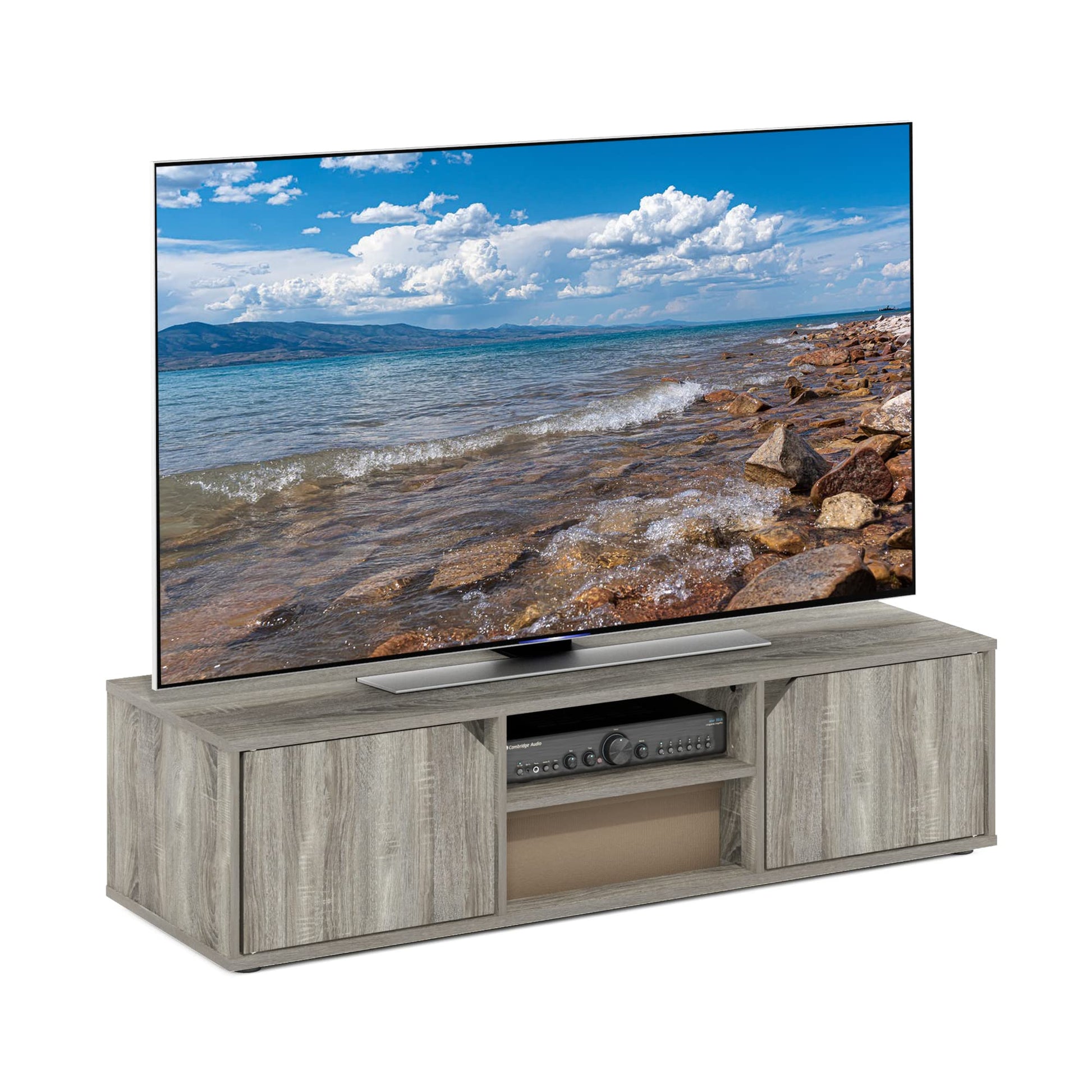 Furinno Classic Stand for TV up to 55 Inch, French Oak - WoodArtSupply