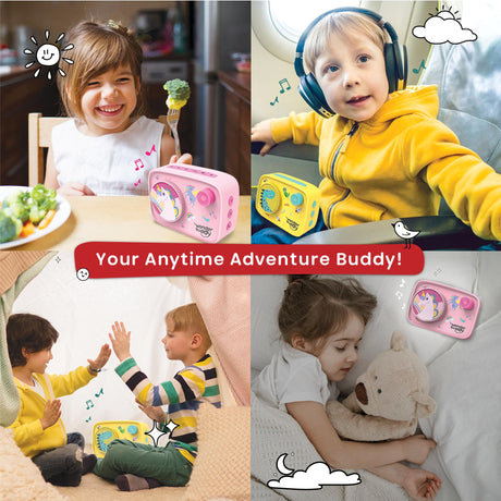 WonderBuddy Kids Story Box Audio Player, 500+ Preloaded Stories & Rhymes with Storybook DIY Art Kit, Voice Recorder, Content Upgrade, Bluetooth, Birthday Gift for Girls 3+ Years- Unicorn WonderBuddy