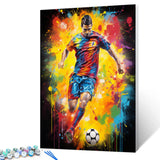 Football Sportman Paint by Numbers Kits 16x20 inch Canvas Graffiti Extreme Sports DIY Oil Painting for Kids, Adults Beginner Men is Playing Football Paintwork with Brushes Gift Home Decor (Frameless) TUMOVO