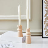 Denique Ceramic Candle Holders Set of 2, Creative Modern Knot Candlestick Holder Set, Table Centerpiece Taper Candle Holders Desktop Decoration for Home Decor, Wedding, Dinning, Party (Beige) Denique