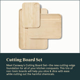 Caraway 4-Piece Cutting Board Set - Wood Cutting Board Set - Made From FSC-Certified Birch Wood - Mineral Oil & Wax Finish - 3 Sizes - Small, Medium, Caraway