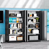 Superday Metal Garage Storage Cabinet with Lock, 72"×36"×18" Metal Storage Cabinets with 2 Doors and 4 Shelves, Black Locking Tool Cabinets for Home Office, Garage, File, Gym, School Superday