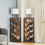 YATINEY Tree Bookshelf with Light, 6 Tier Book Shelf, Wooden Bookcase for Narrow Space, Floor Standing Tall Bookshelf, Industrial Corner Display Shelf, Rustic Brown SJ08DBR YATINEY