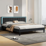 IMMERSTABLE King Size Upholstered Bed Frame with LED Lights and Storage IMMERSTABLE