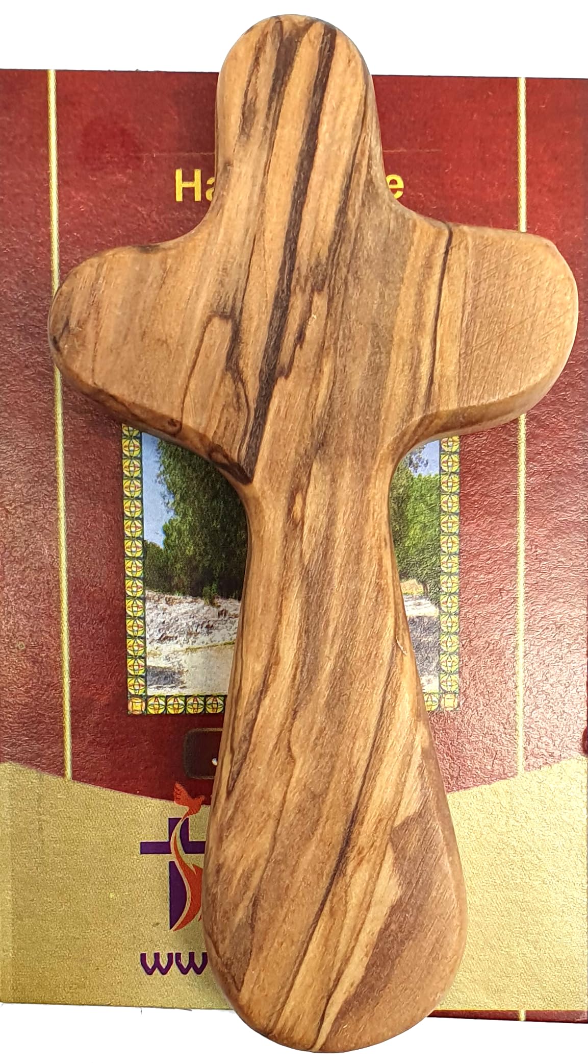 Zuluf Hand Carved Olivewood Medium Comfort Cross Bethlehem - CRS002 9.5cm - WoodArtSupply