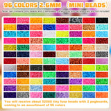 Lenwen 52000 Pcs Fuse Beads 96 Colors 2.6 mm Tiny Mini Fuse Beading Melty Beads with Pegboards Creative Refill Set Art Crafts for Girls Kids Beginners DIY Art Beading Party Lenwen