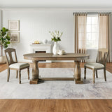 JURMALYN Oval Extendable Dining Table for 6 8 Solid Wood Dining Room Table with 8Chairs Set, 9 Piece Kitchen Table with Leaf Chairs Set Country Rustic Farmhouse Furniture Oak (76.06" to 94.06 ") JURMALYN