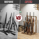 amoard Indoor Gun Racks, Wooden Free Standing Heavy Duty Shotgun Display Rack, Rifle Stand Organizer, 12 Rifles Storage Holder Wood Gun Rack (Carbonized Black) amoard